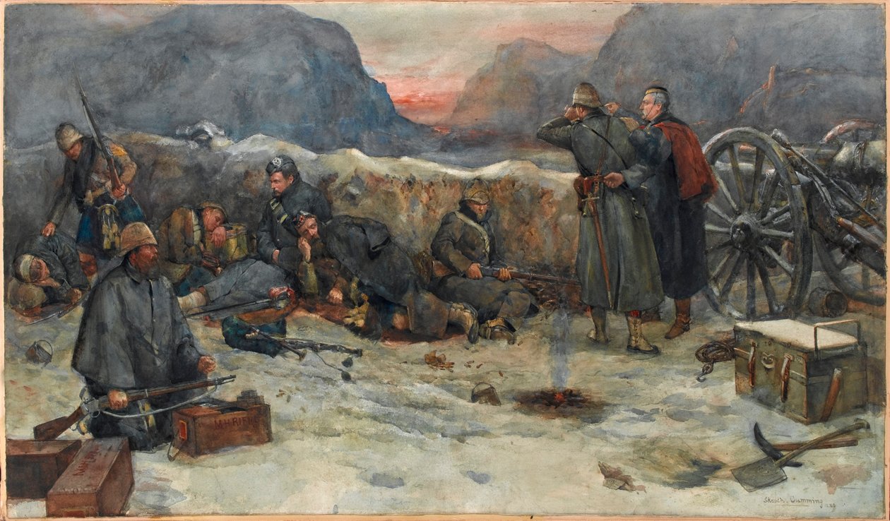 Gordon Highlanders: Świt w okopach autorstwa William Skeoch Cumming