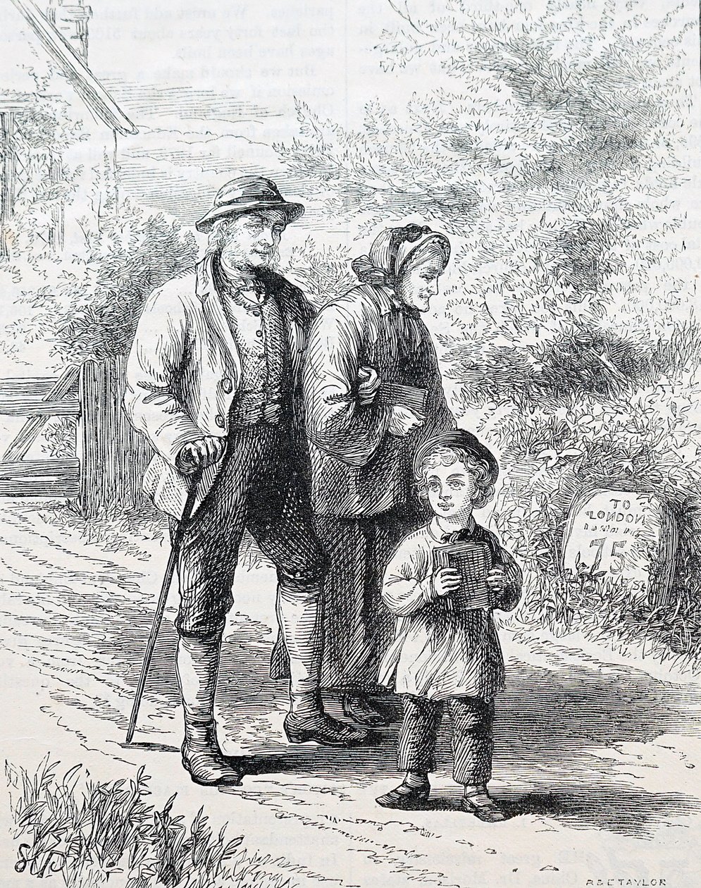 Starsze małżeństwo z wnukiem. Williama Smalla (1843-1929), angielskiego ilustratora. 1880 (grawerowanie) autorstwa William Small
