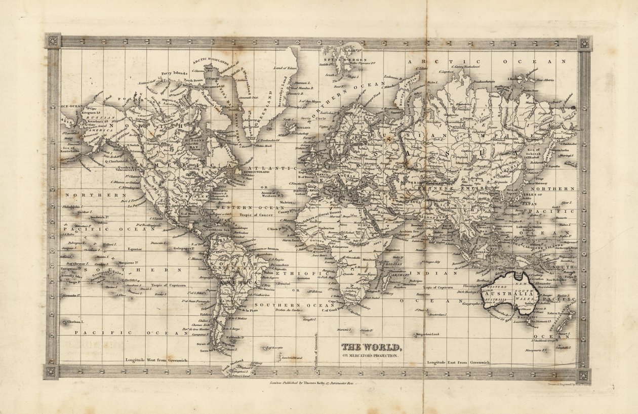 Mapa świata autorstwa William Smellie
