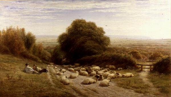 Słoneczna strona życia pasterza – Near Eastbourne autorstwa William Snr. Luker