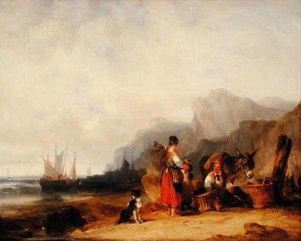 Rybacy krewetek, ok. 1835 (olej na płótnie) autorstwa William Snr. Shayer