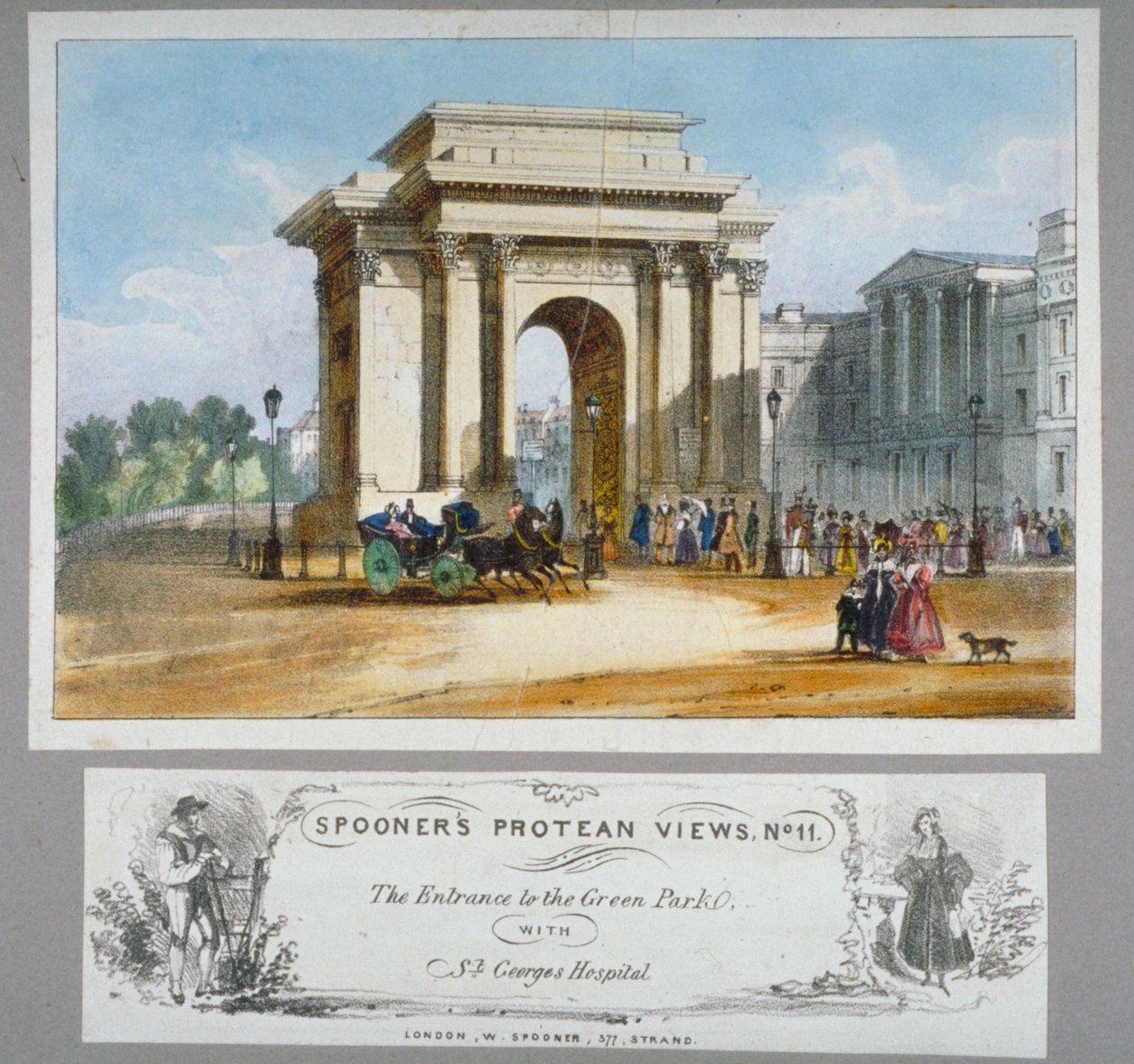 Hyde Park Corner, Londyn, c1835. autorstwa William Spooner