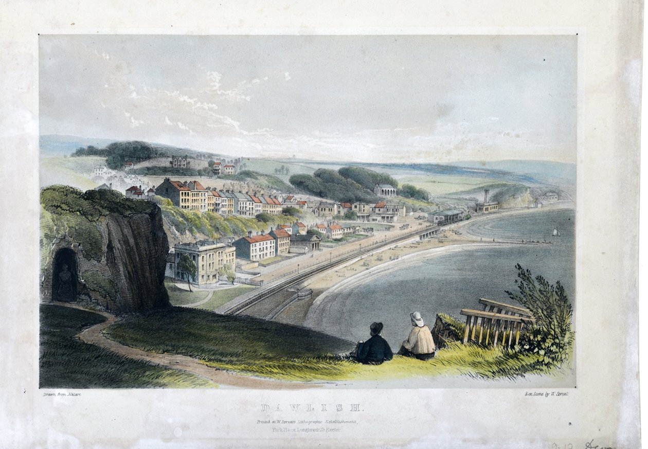 Dawlish c1845 (ręcznie kolorowana litografia na papierze) autorstwa William Spreat