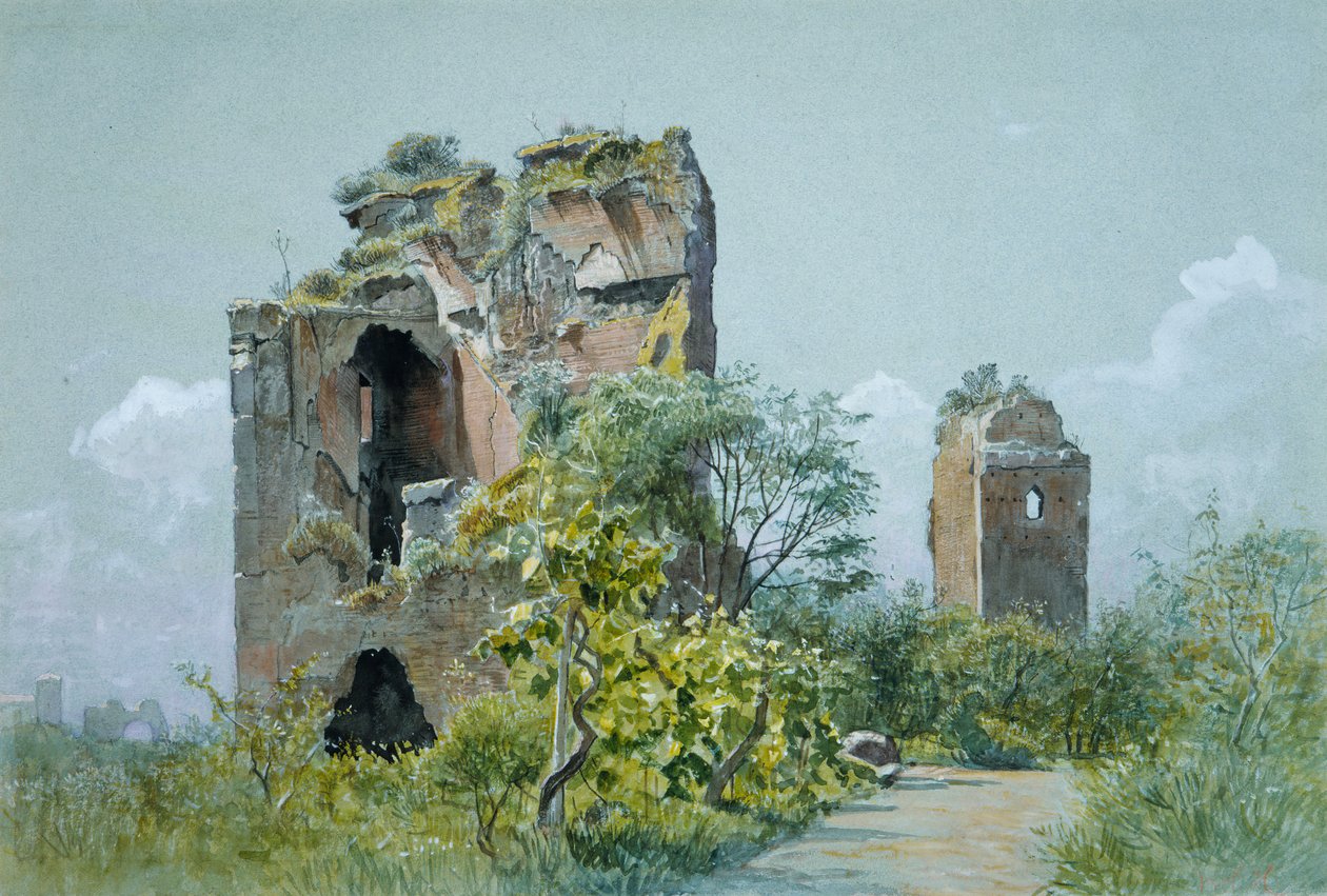 Łaźnie Trajana Sette Sale, Villa Brancaccio, Rzym, ca. 1882. autorstwa William Stanley Haseltine