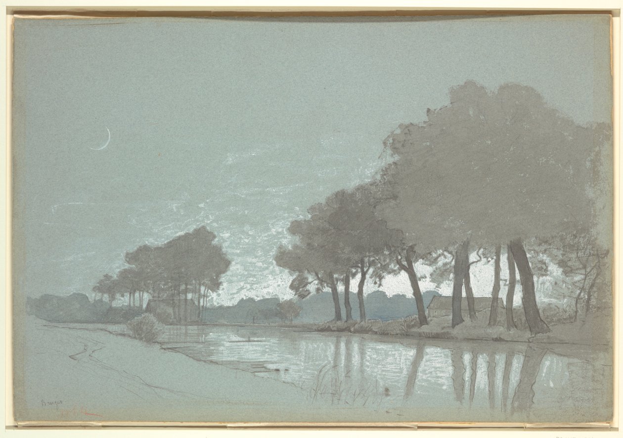 Scena nad kanałem w pobliżu Brugii, Belgia autorstwa William Stanley Haseltine