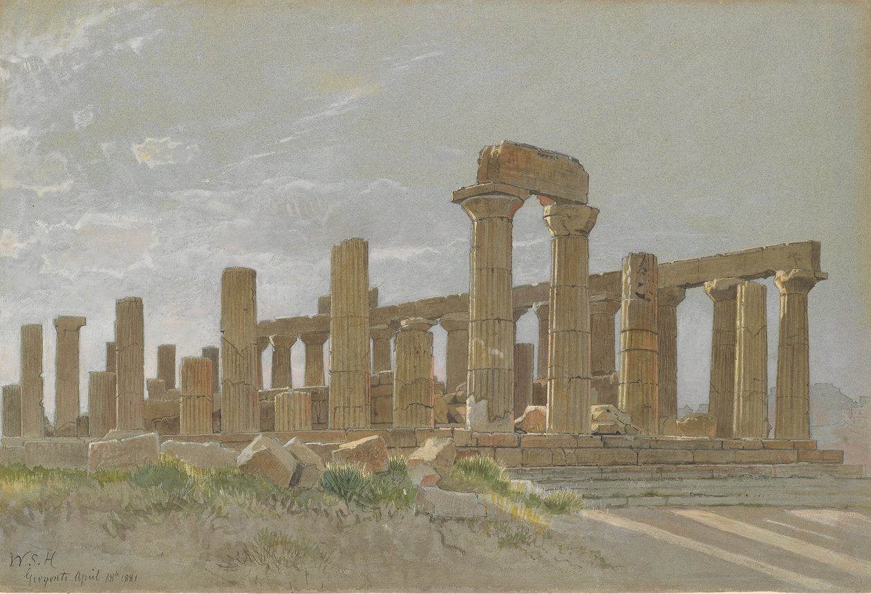 Girgenti Świątynia Juno Lacinia w Agrigentum, 1881. autorstwa William Stanley Haseltine