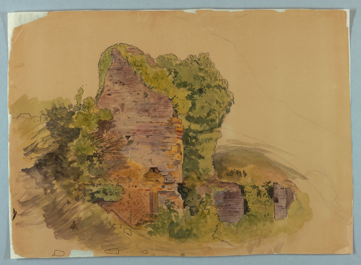 Baza wieży, szkic ruin w lesie autorstwa William Stanley Haseltine