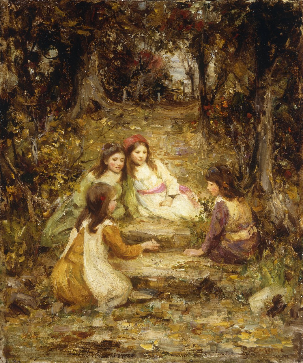 Dzieci w sadzie (olej na płótnie) autorstwa William Stewart MacGeorge