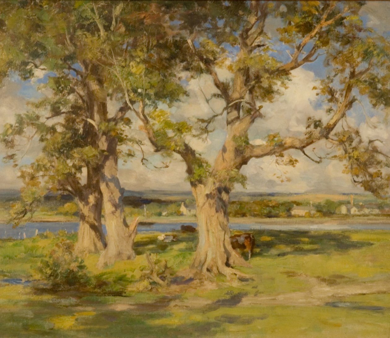 Trzy drzewa nad rzeką (olej na płótnie) autorstwa William Stewart MacGeorge