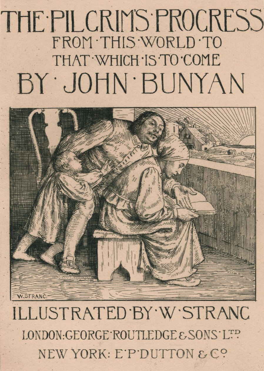 Żona Bunyana czytająca mu Biblię, c1916. autorstwa William Strang