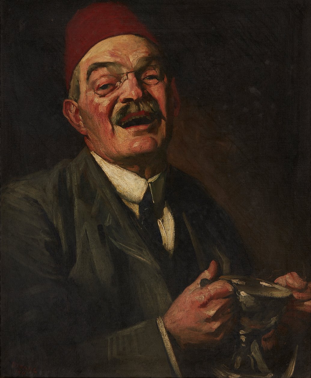 Laughing Man - Autoportret (olej na płótnie) autorstwa William Strang