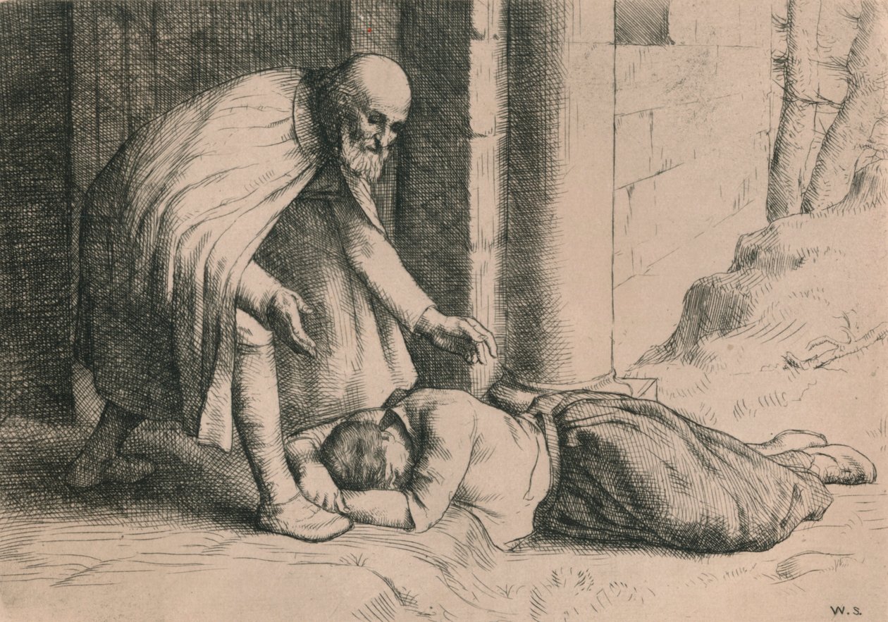 Miłosierdzie omdlewa przed bramą, c1916 autorstwa William Strang
