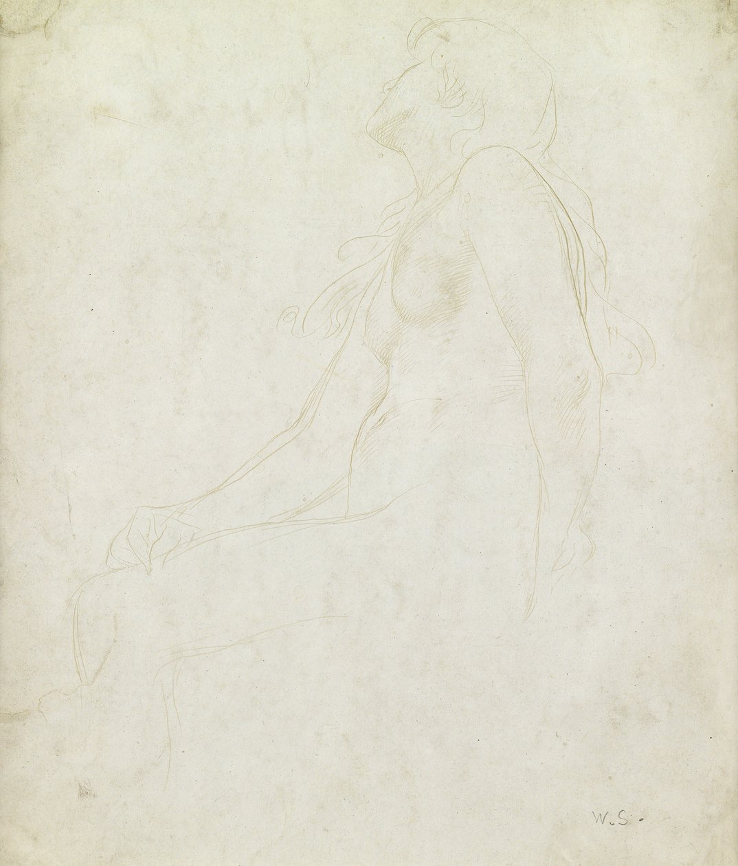 Studium aktu (goldpoint na papierze) autorstwa William Strang