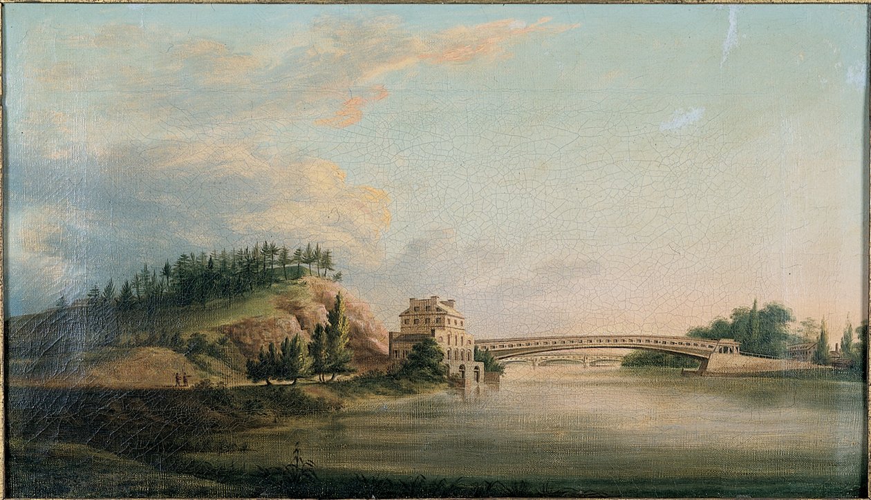 Widok mostu na rzece Schuylkill, ok.1815 autorstwa William Strickland