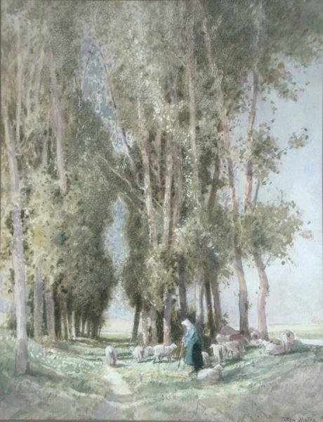 Pasterka i jej stadko, Holandia (akwarela na papierze) autorstwa William Tatton Winter