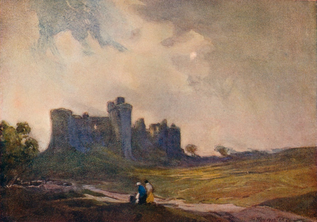 Nadchodząca burza, zamek Carew, c1913 1914-1915 autorstwa William Tatton Winter
