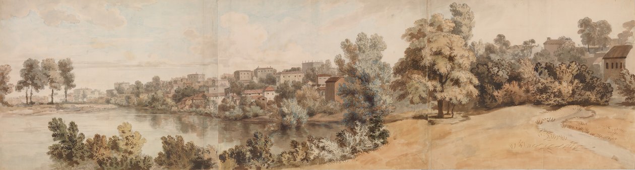 Włoski krajobraz rzeczny, 1750-60. autorstwa William Taverner
