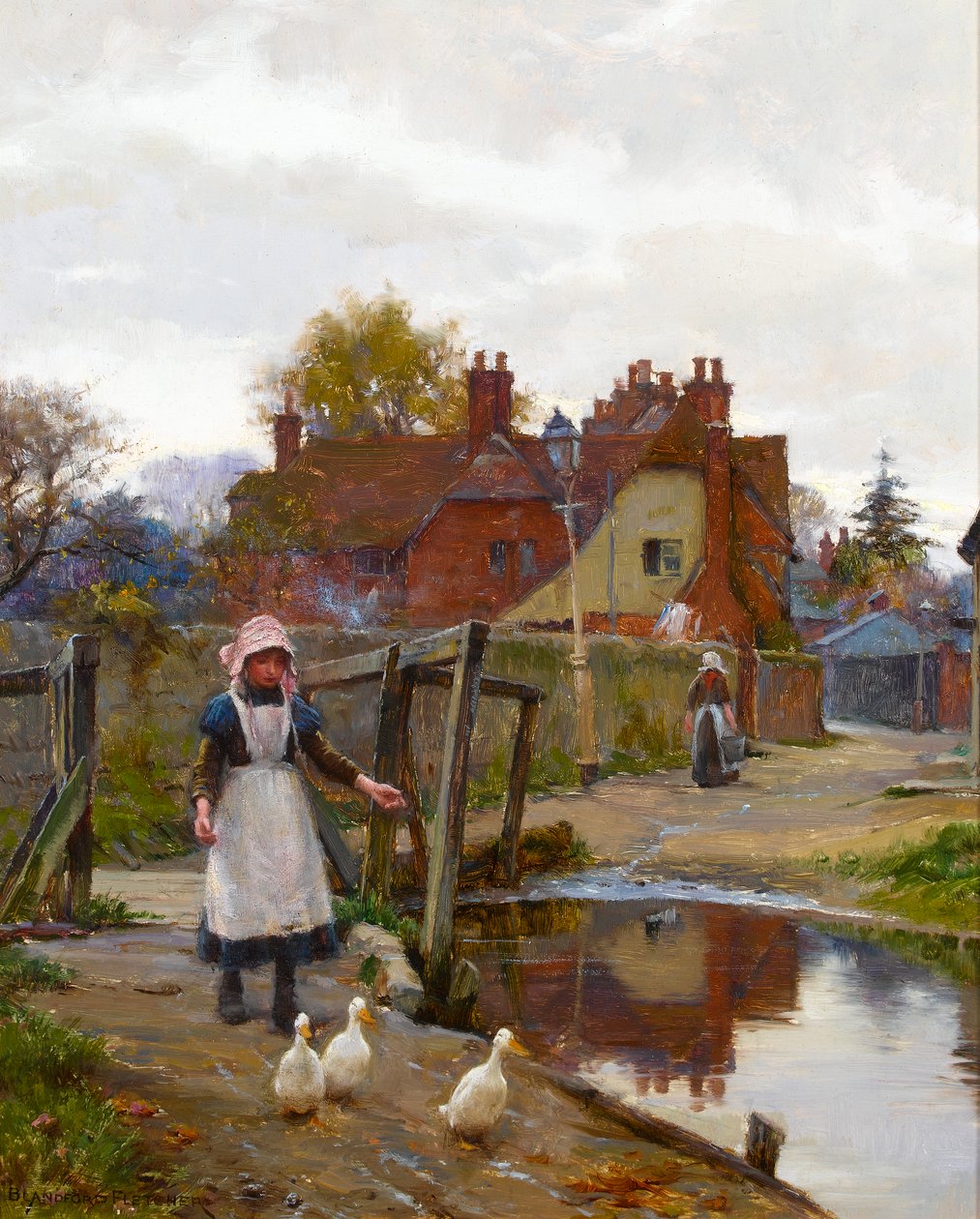 Jadąc do domu kaczki przy Starym Moście, Abingdon autorstwa William Teulon Blandford Fletcher