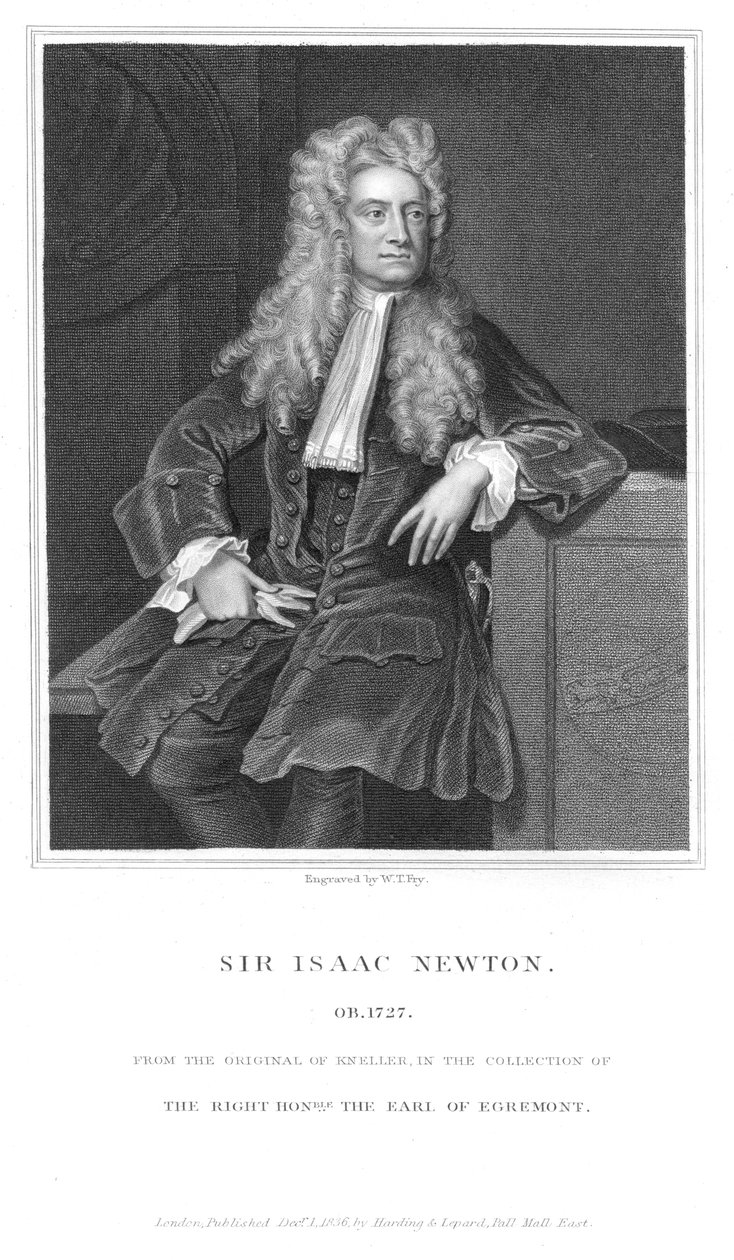 Isaac Newton, angielski matematyk i fizyk, 1836 autorstwa William Thomas Fry