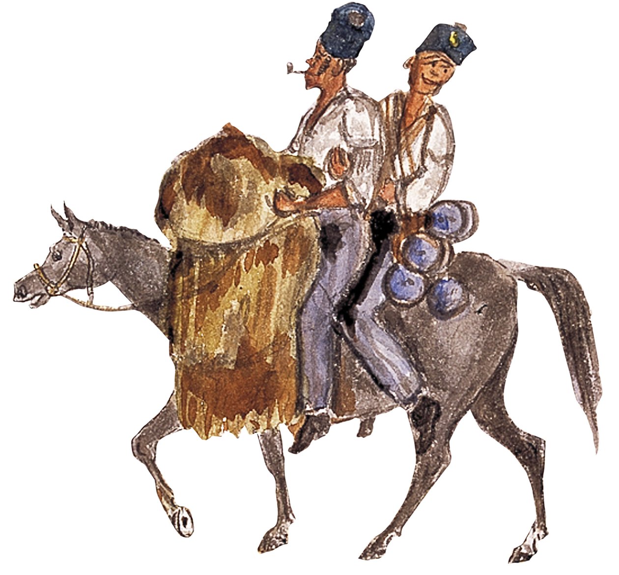 Zmęczenie paszowe „Bono Johnny”, wojna krymska, ok. 1854-1856 (akwarela) autorstwa William Thomas Markham