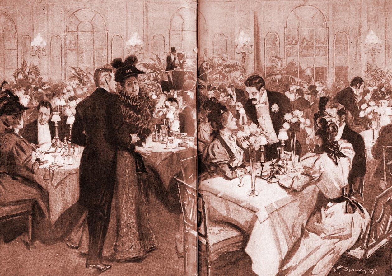 Członkowie wyższych sfer w hotelu Waldorf autorstwa William Thomas Smedley