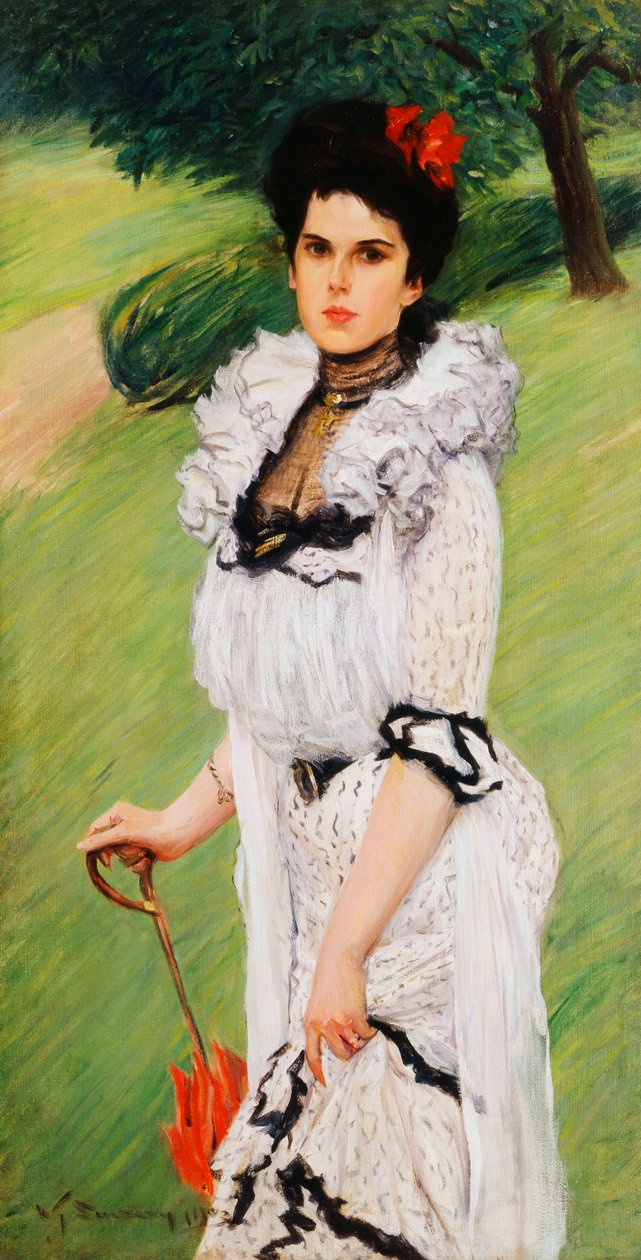 Biała sukienka - Portret młodej kobiety w parku, 1903 autorstwa William Thomas Smedley