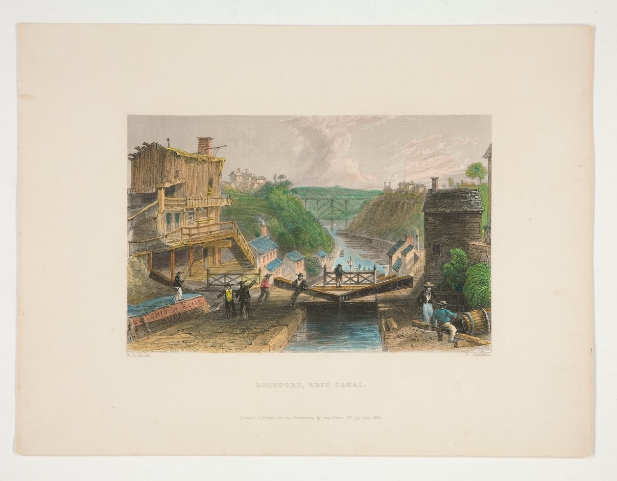 Lockport, Erie Canal, ilustracja dla Nathaniela Parkera Willisa autorstwa William Tombleson