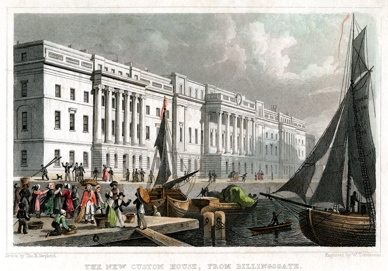 Nowy urząd celny z Billingsgate, City of London, c1830. autorstwa William Tombleson