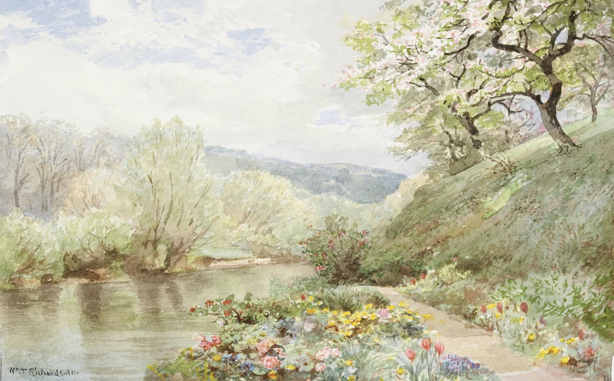 Ogród Fidelia Bridges w Kanaanie, Connecticut autorstwa William Trost Richards