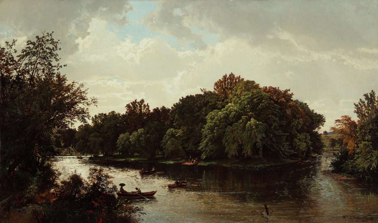 Scena nad jeziorem, pływanie łódką 1861 (olej na płótnie) autorstwa William Trost Richards