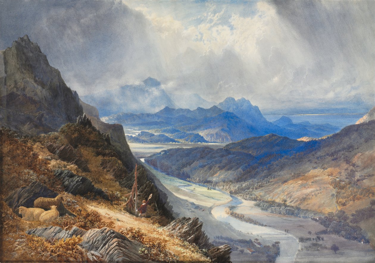 Widok z Moel Cynwich: Patrząc na dolinę Afon Mawddach i w kierunku Cader Idris autorstwa Joseph Mallord William Turner