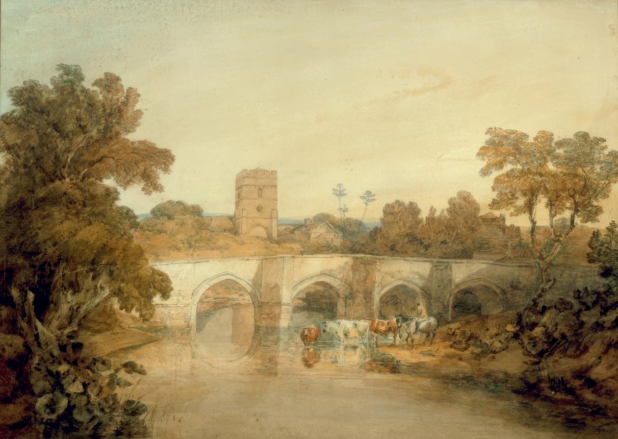 Bromfield nad rzeką Onny, niedaleko Ludlow, Shropshire autorstwa Joseph Mallord William Turner