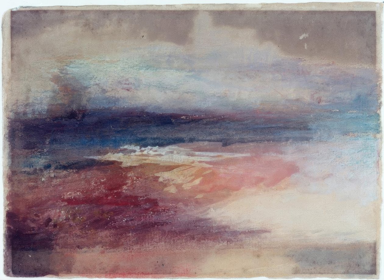 Widok na wybrzeże o zachodzie słońca autorstwa Joseph Mallord William Turner