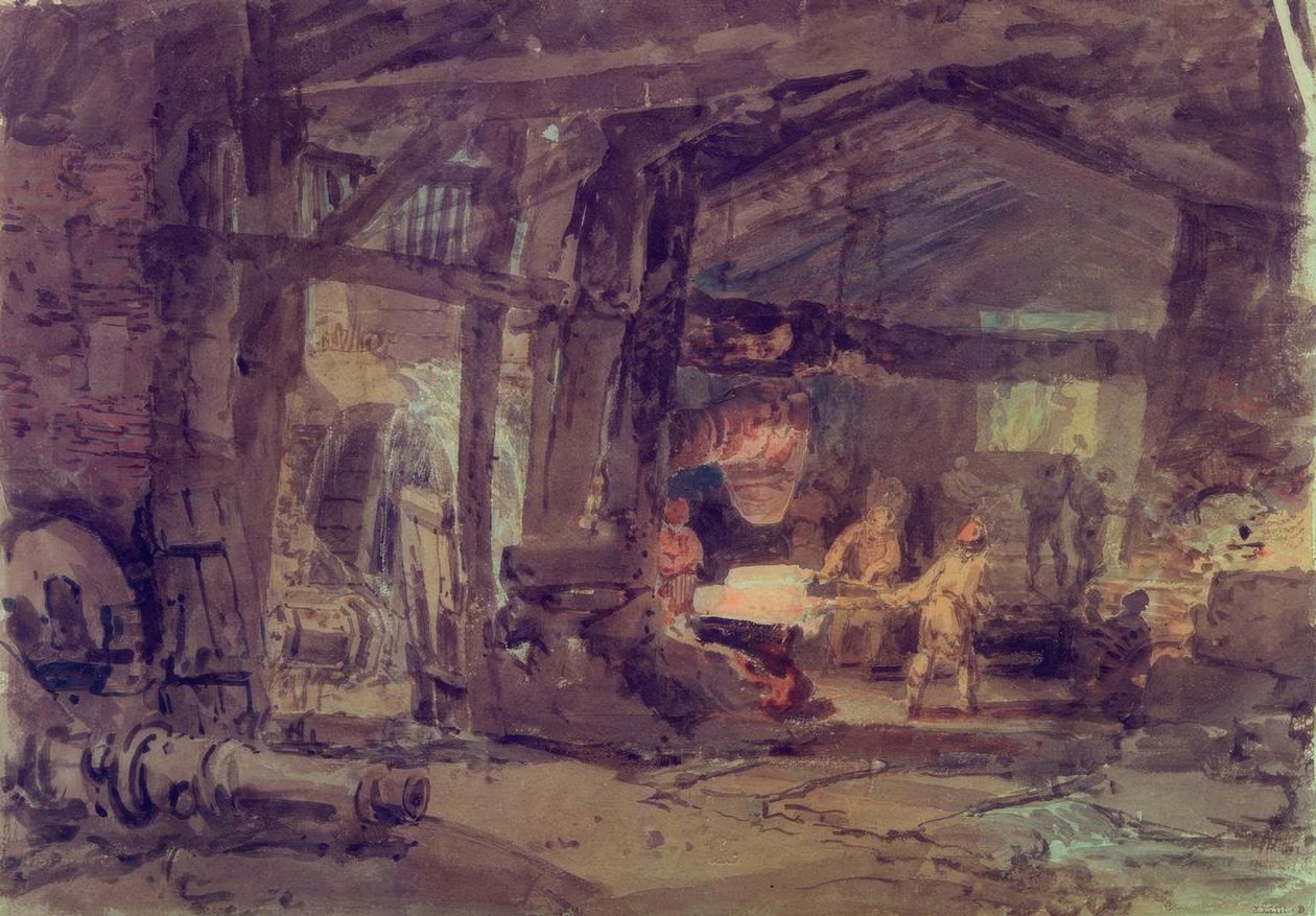 Wnętrze odlewni żelaza autorstwa Joseph Mallord William Turner