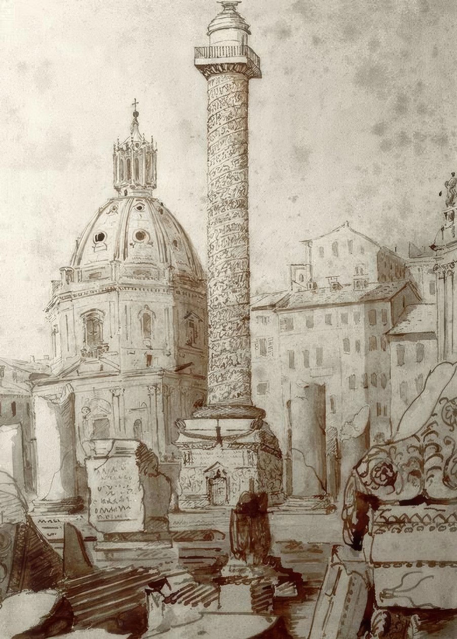 Kolumna Trajana w Rzymie autorstwa Joseph Mallord William Turner
