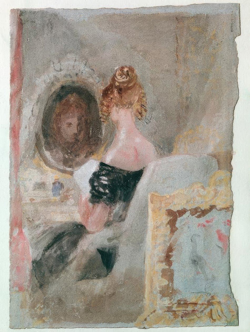 Wnętrze w Petworth House: kobieta przed lustrem autorstwa Joseph Mallord William Turner