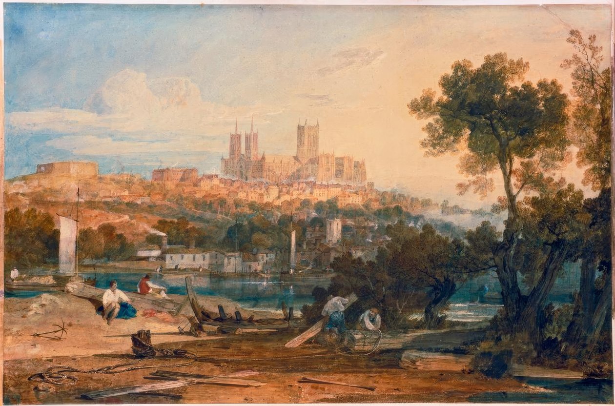 Katedra w Lincoln z Holmes, Brayford autorstwa Joseph Mallord William Turner