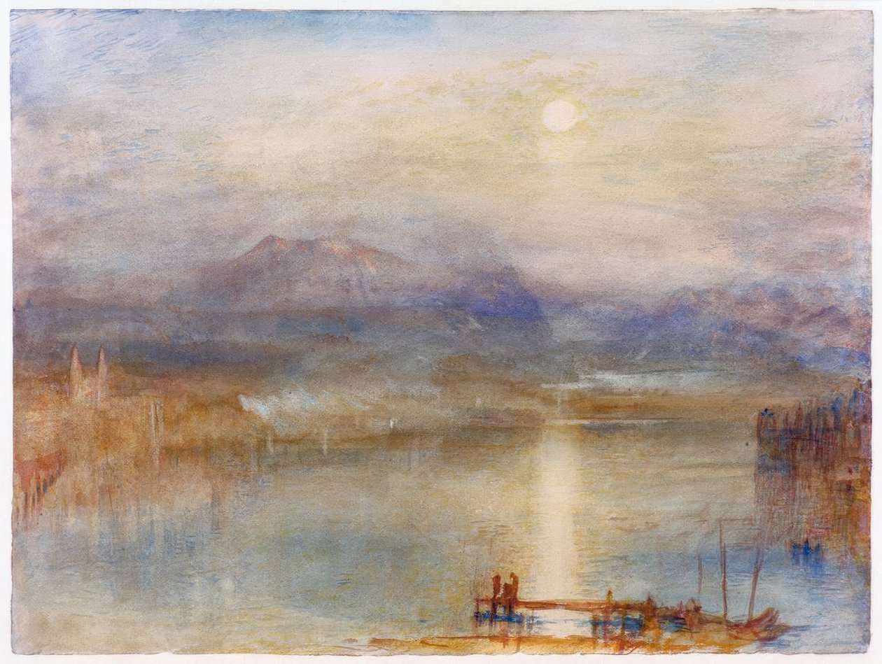 Światło księżyca nad Jeziorem Czterech Kantonów na tle autorstwa Joseph Mallord William Turner