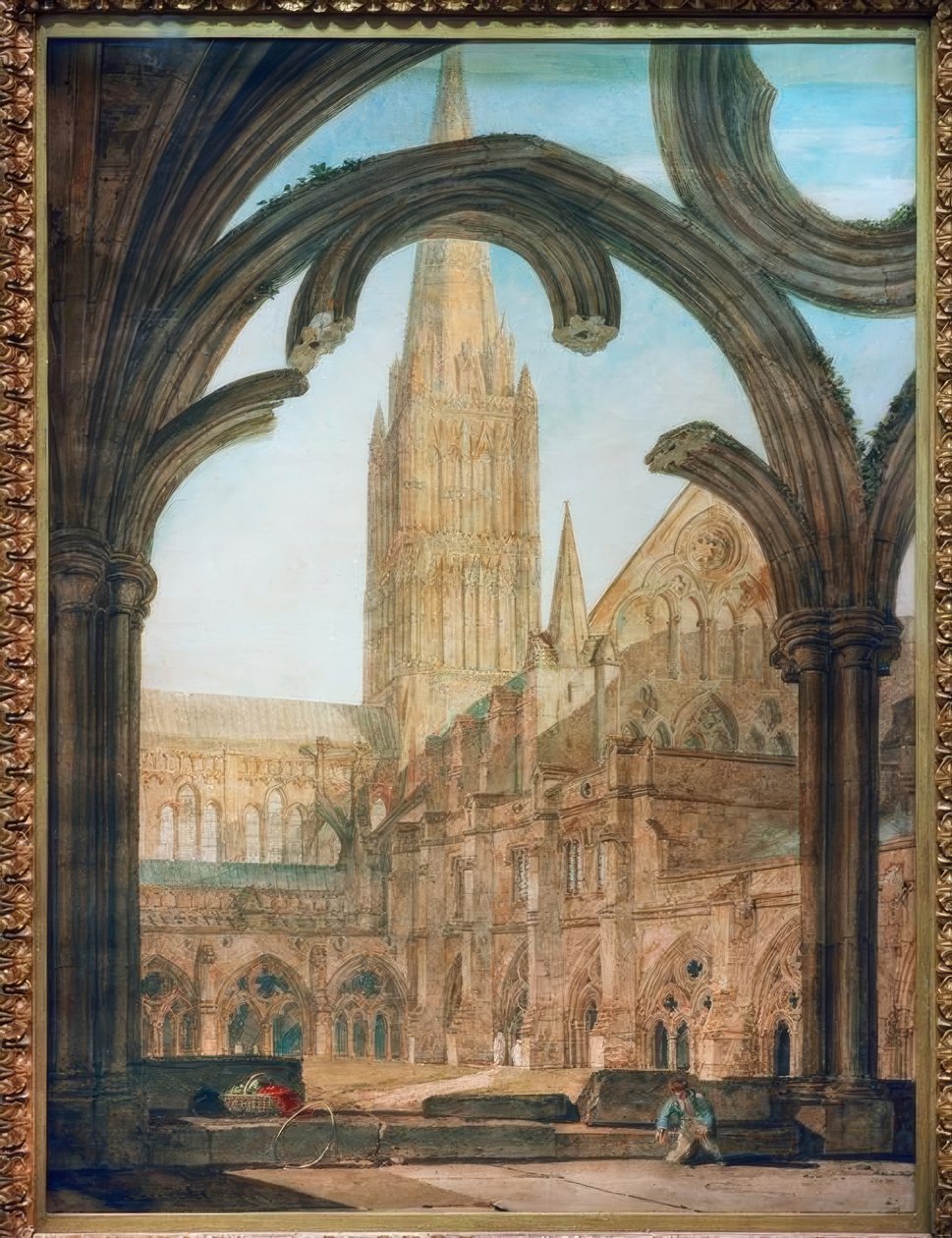 Widok na południe z krużganków, katedra w Salisbury autorstwa Joseph Mallord William Turner