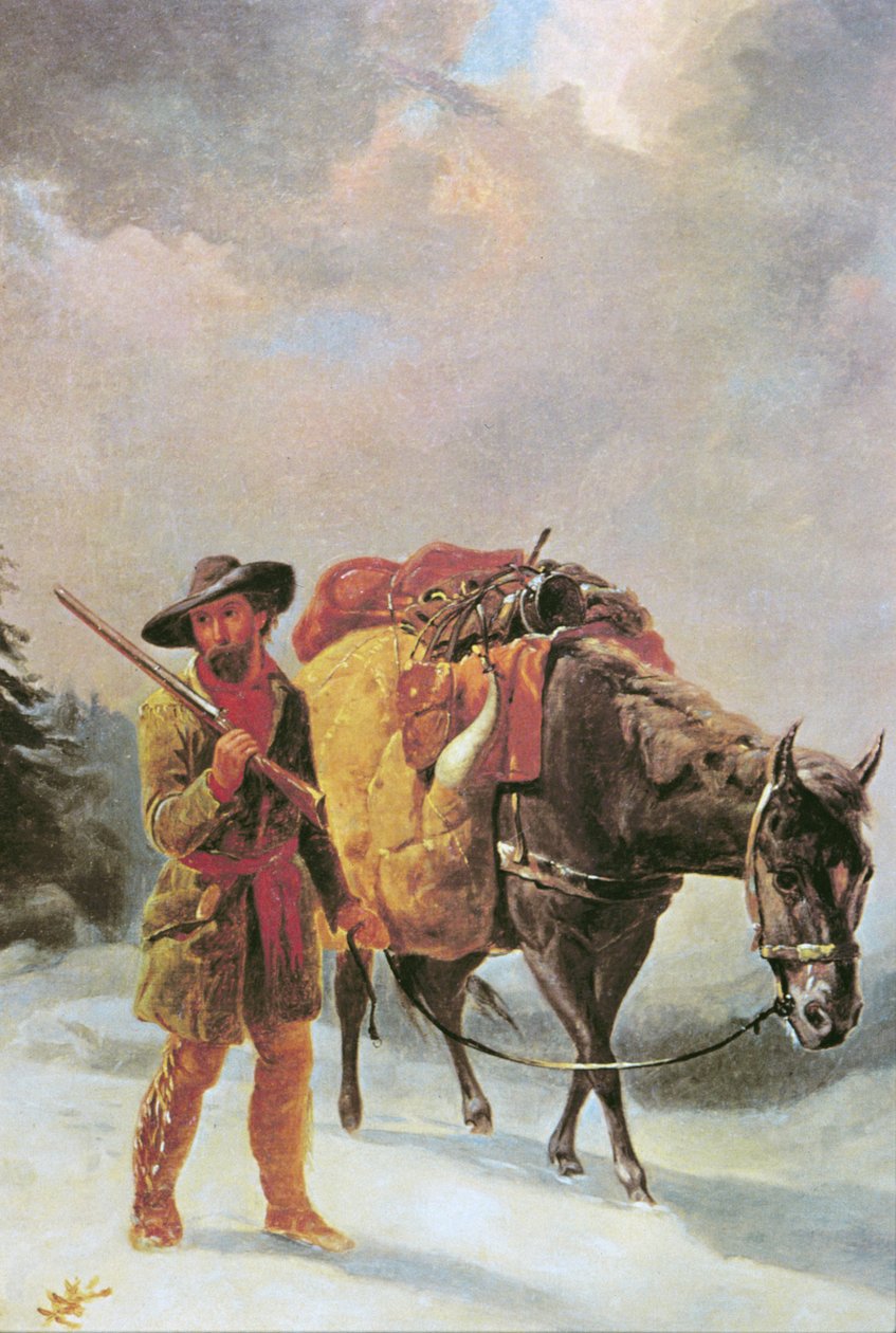 Futrzany traper przemierzający góry (olej na płótnie) autorstwa William Tylee Ranney