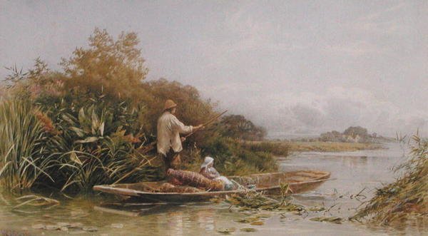 Łowcy węgorzy nad Tamizą, ok. 1870 (akwarela na papierze) autorstwa William W. Gosling