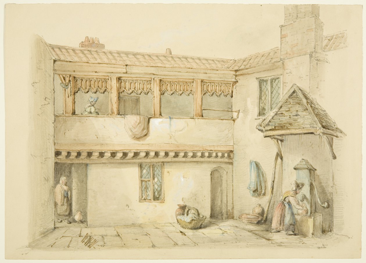 Jałmużna Barnstaple, Stary Rynek (ołówek i akwarela na papierze) autorstwa William W. Wheatley