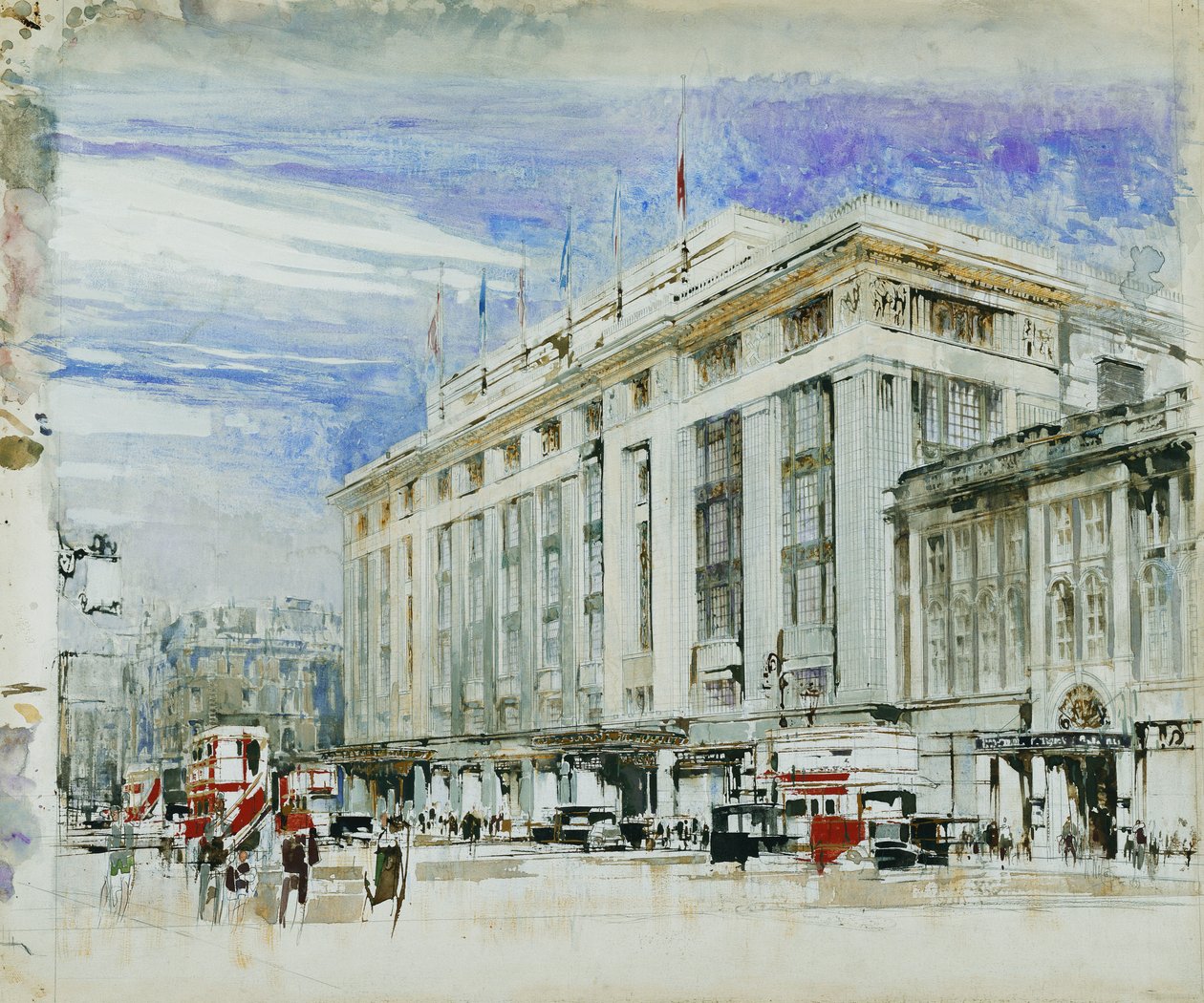 Perspektywiczny projekt dla Derry i Toms, Kensington High Street (fl autorstwa William Walcot