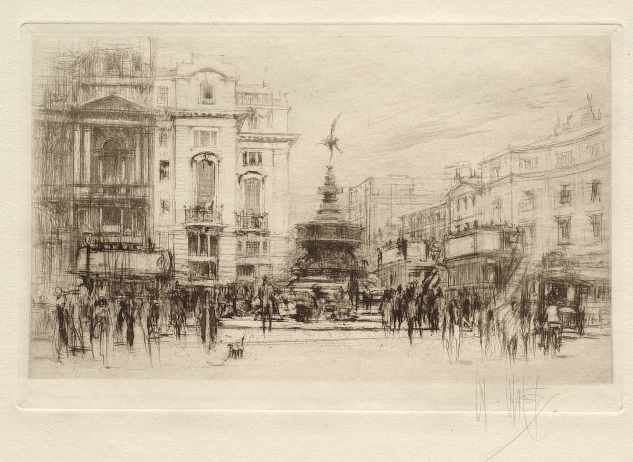 Piccadilly Circus, widok w kierunku Lower Regent Street, z Criterion Theatre w tle autorstwa William Walcot