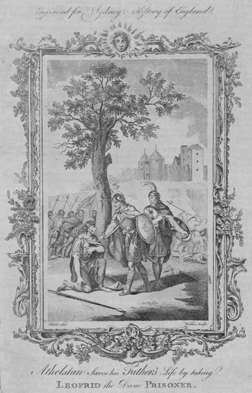 Athelstan ratuje życie swojego ojca, biorąc Leofrida, Duńczyka, w 1773 roku. autorstwa William Walker