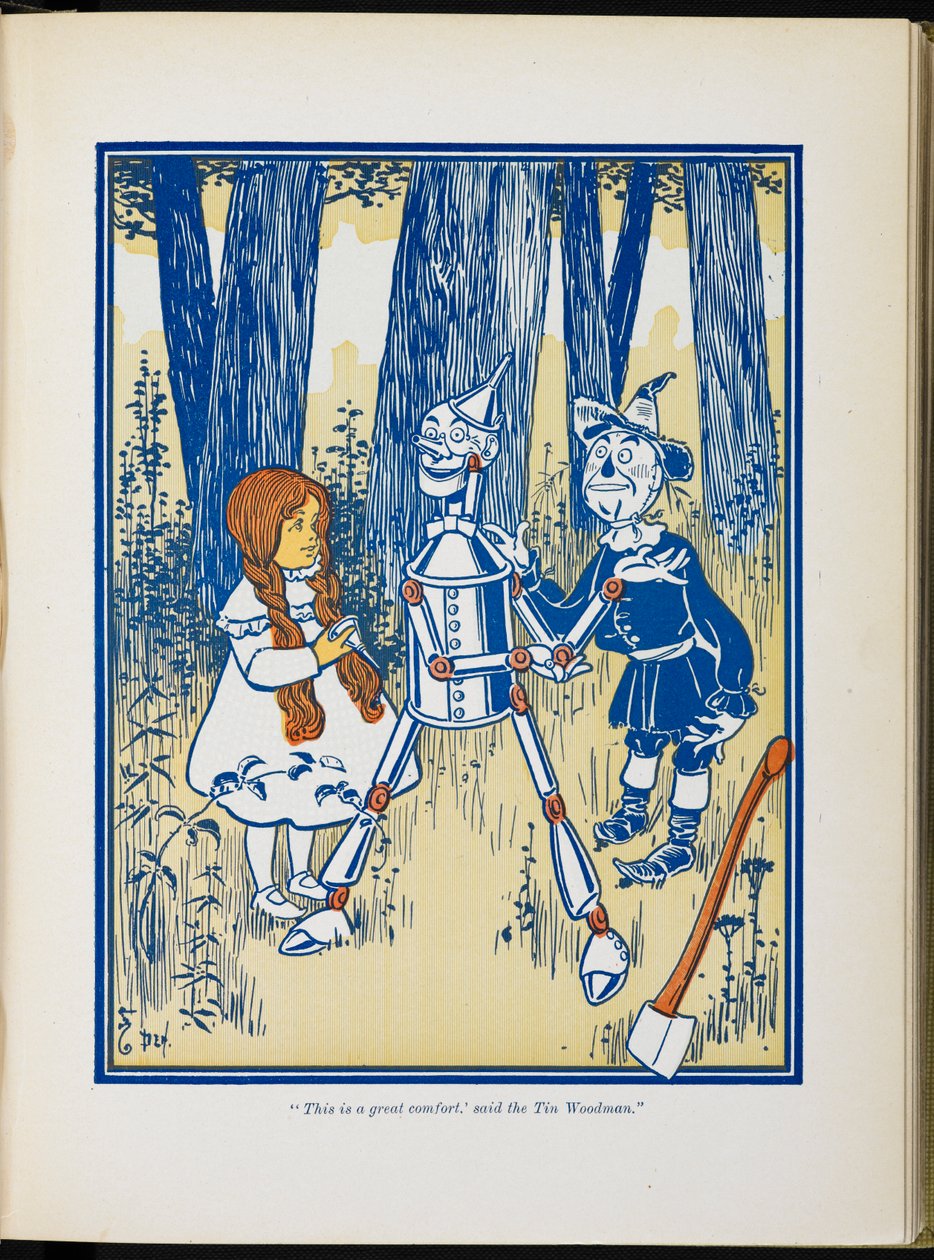 Dorota, blaszany drwal i strach na wróble. autorstwa William Wallace Denslow