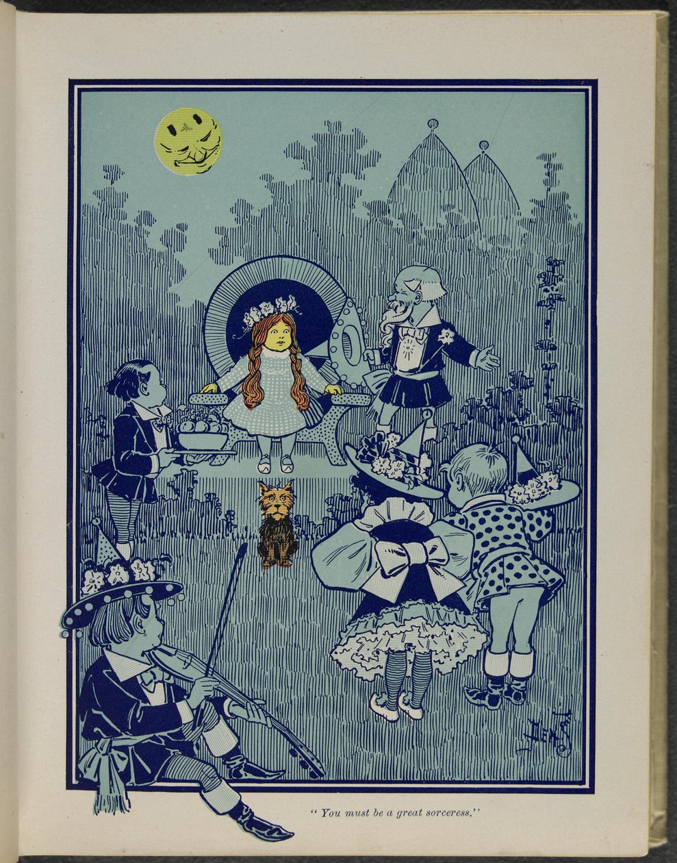 "Musisz być wielką czarodziejką", ilustracja z książki "Cudowny Czarnoksiężnik z Krainy Oz" autorstwa Lymana Franka Bauma. autorstwa William Wallace Denslow