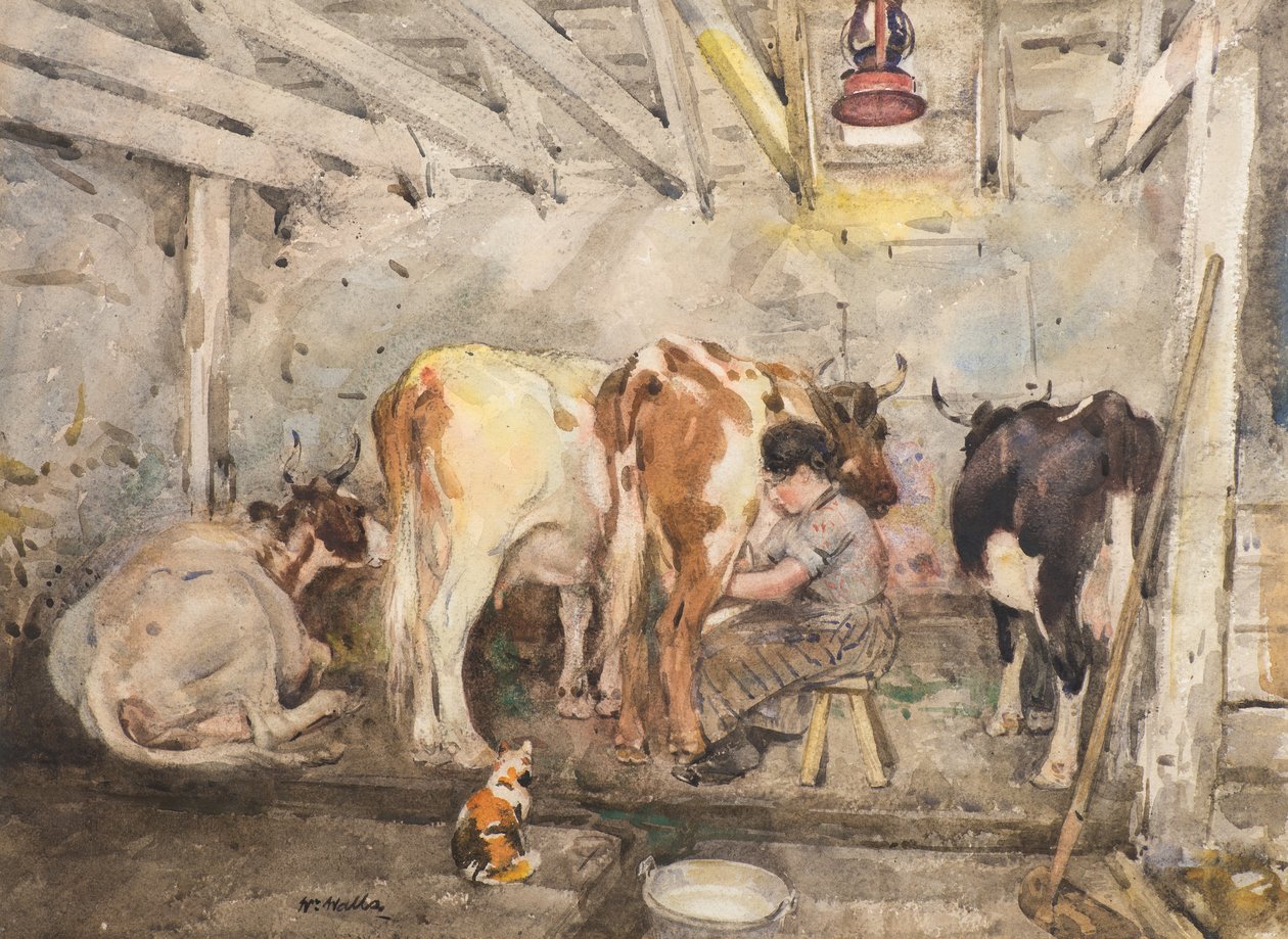 Cielęta (akwarela) autorstwa William Walls