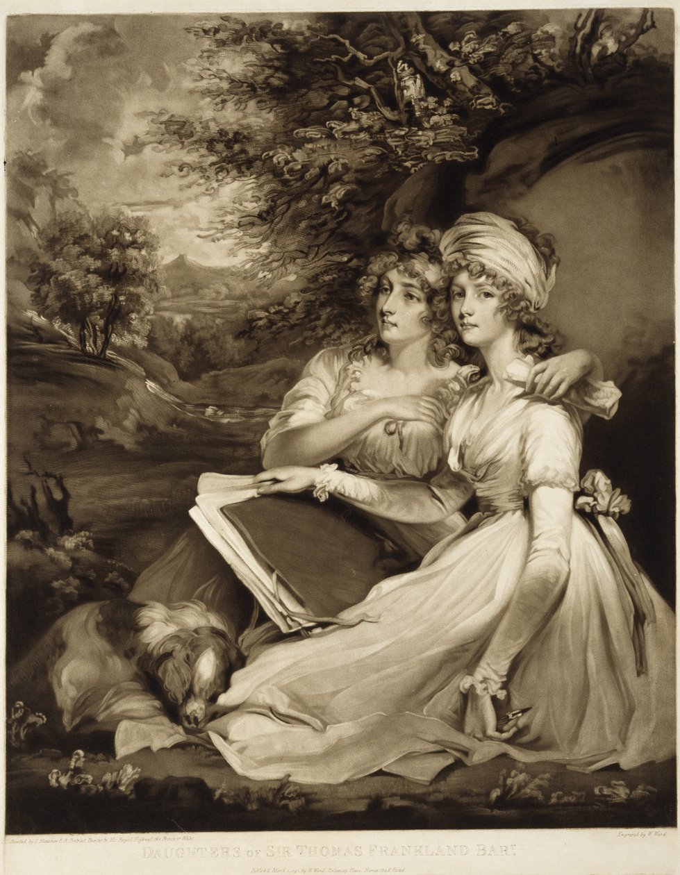 Córki Sir Thomasa Franklanda, baroneta, 1797 (mezzotinta w brązowym tuszu) autorstwa William Ward