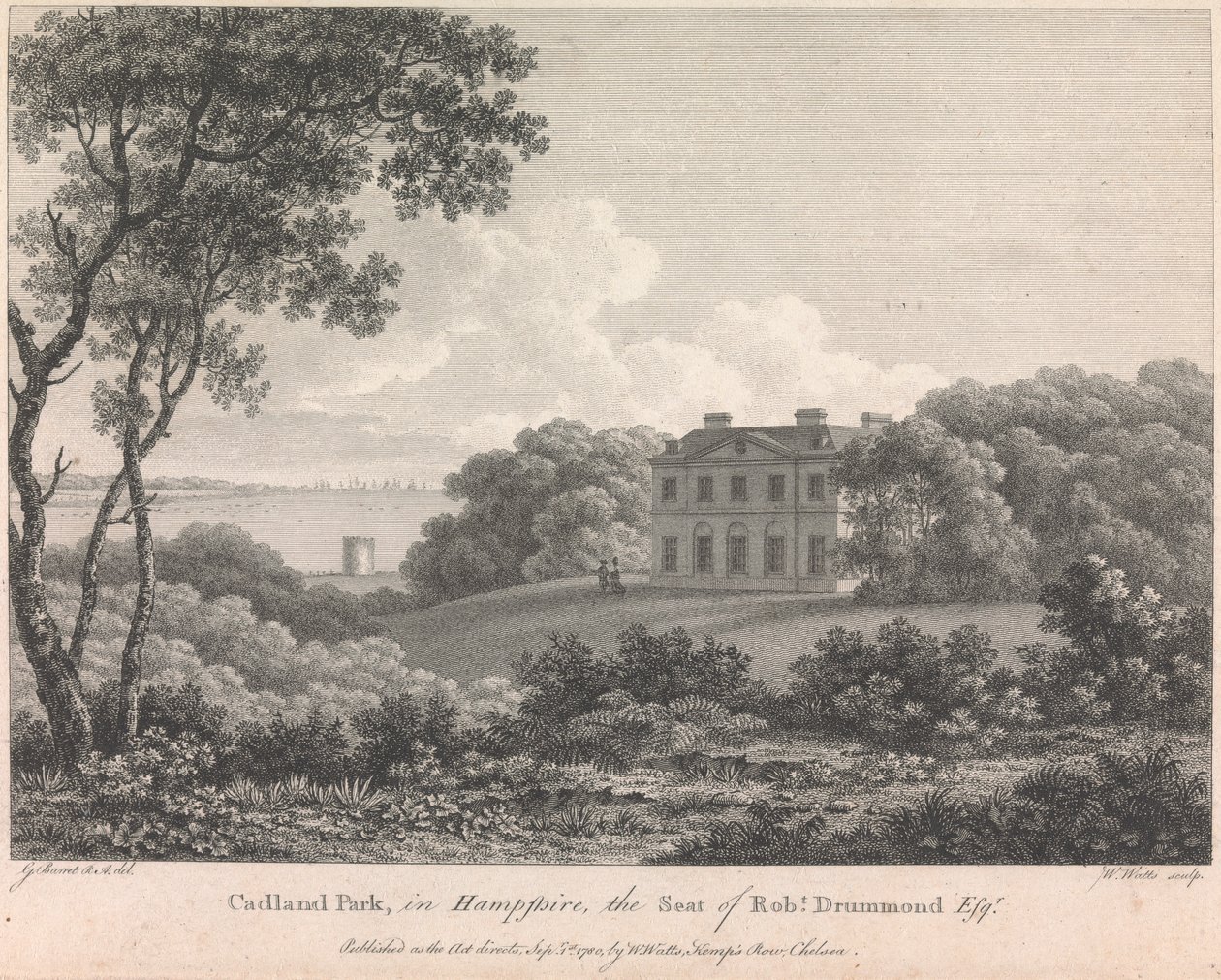 Cadland Park, w Hampshire, siedziba Roberta Drummonda, Esquire (opublikowane przez W. Watts); strona 56 (tom pierwszy) autorstwa William Watts